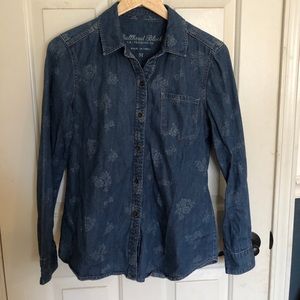 PACSUN floral print denim shirt